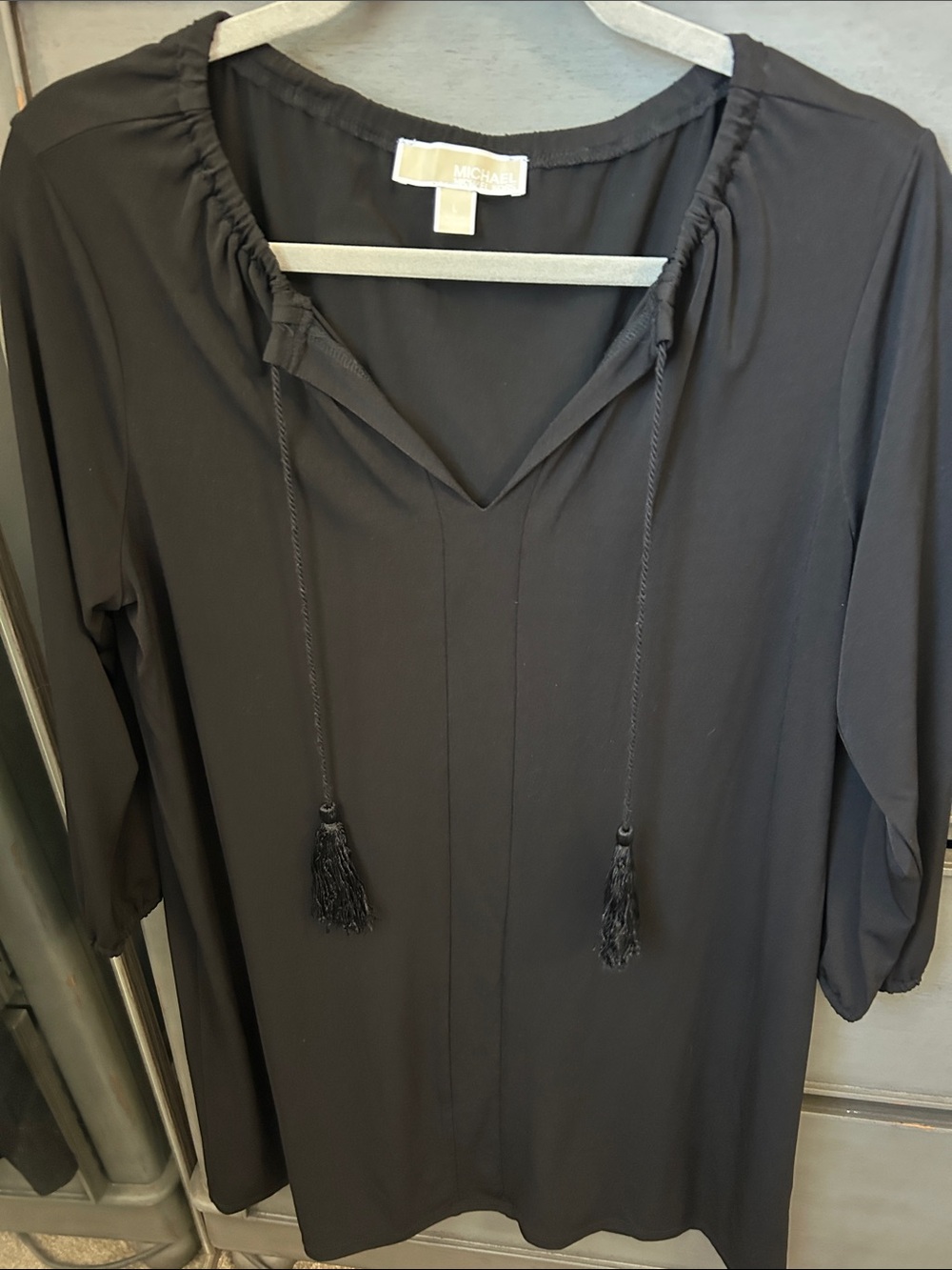Michael Kors Black Tassel Tie V-Neck Tunic